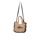 Msgm Kids Borsa in Rafia con Ricamo Logo per Bambine