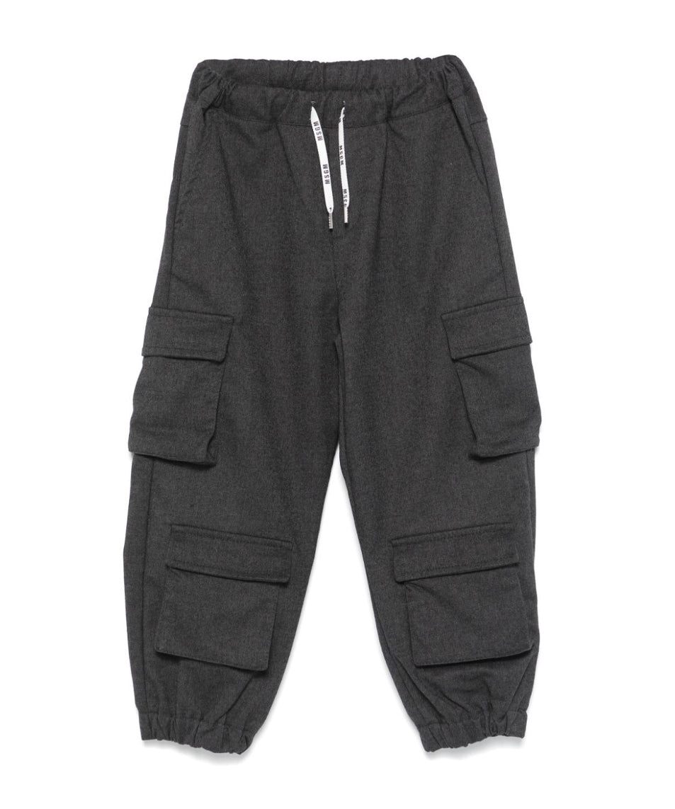MSGM Kids Pantaloni Cargo Grigi in Felpa per Bambini