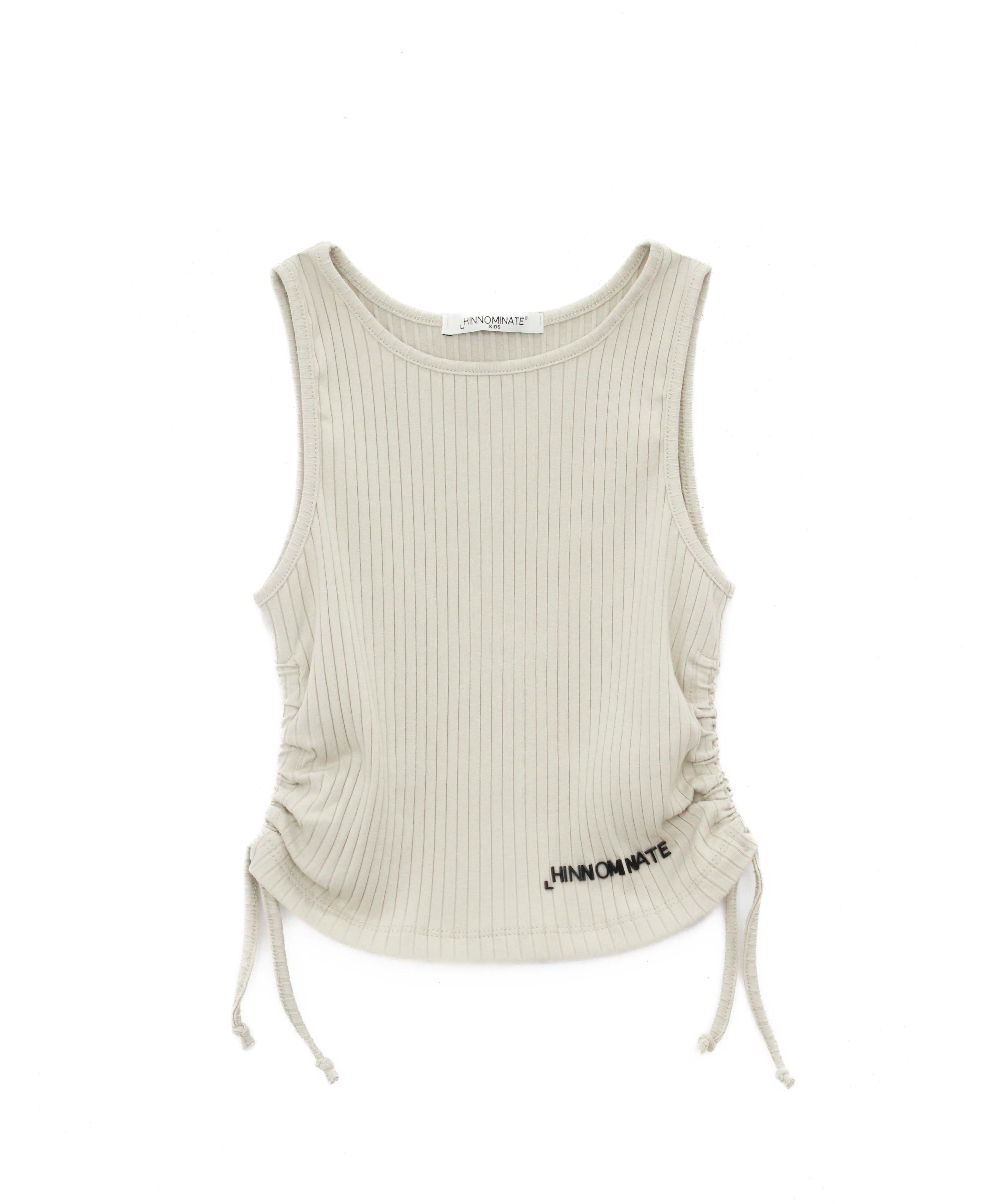 Hinnominate Kids Canotta Beige a Costine con Logo