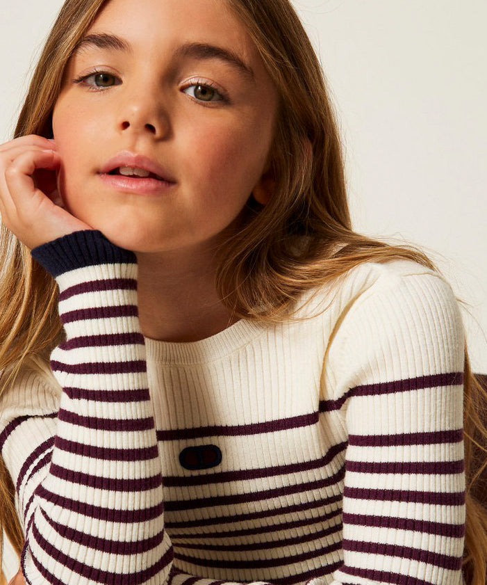 Twinset Kids Maglia a Maniche Lunghe a Righe per Bambine