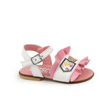 Moschino Kids Sandalo Bianco e Rosa per Neonate