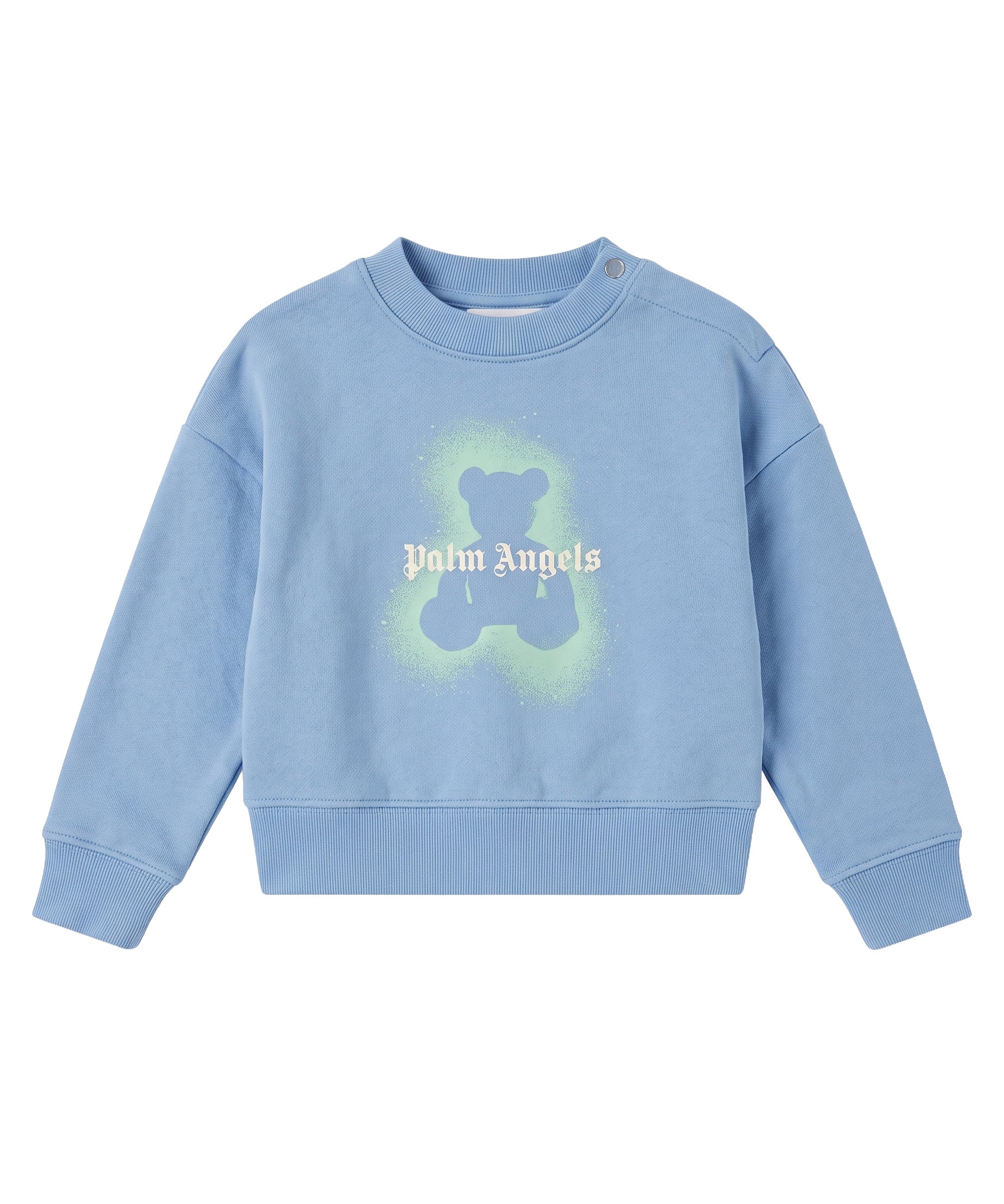 Palm Angels Kids Girocollo Celeste Stampa Teddy Spray per Neonati