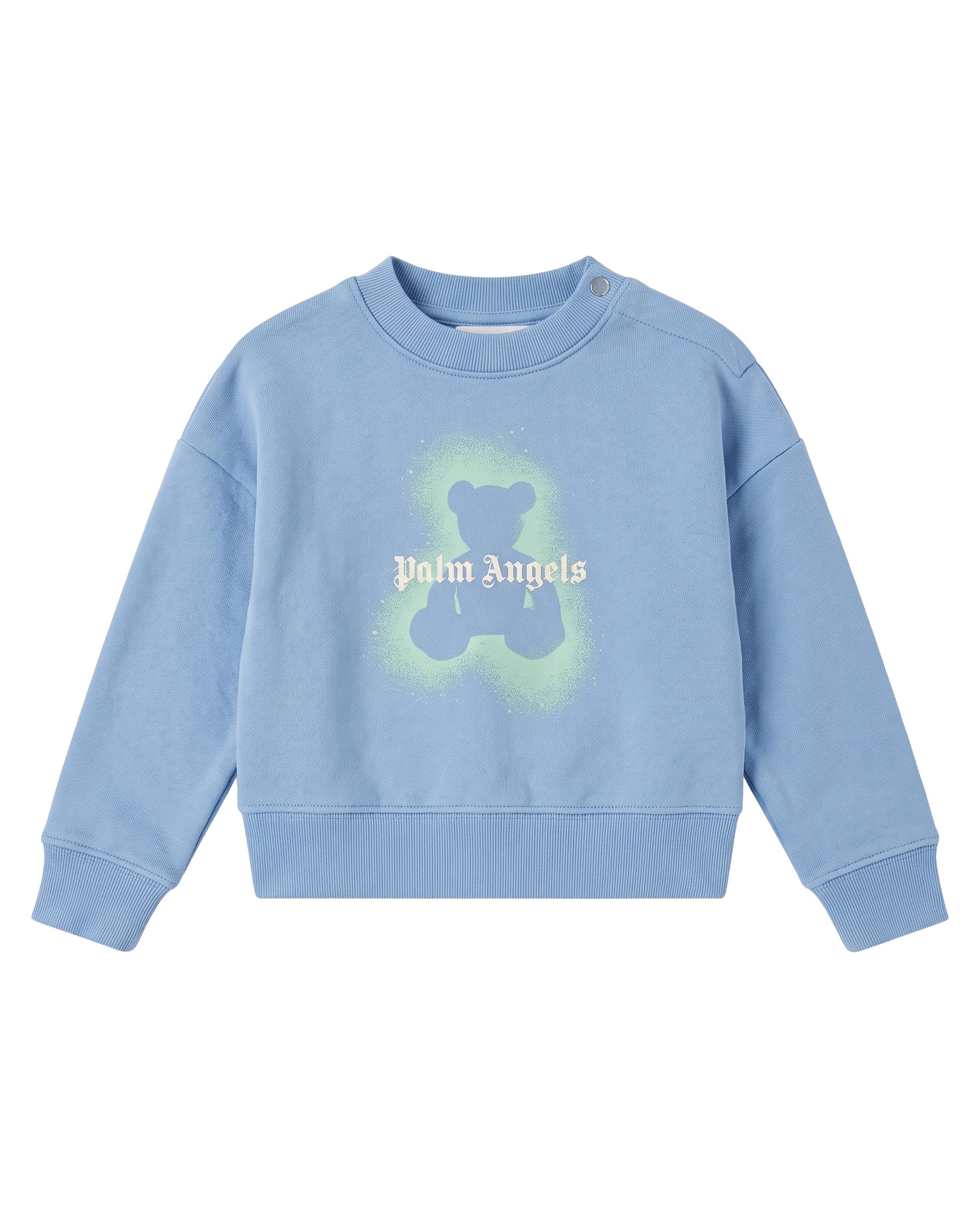Palm Angels Kids Girocollo Celeste Stampa Teddy Spray per Neonati