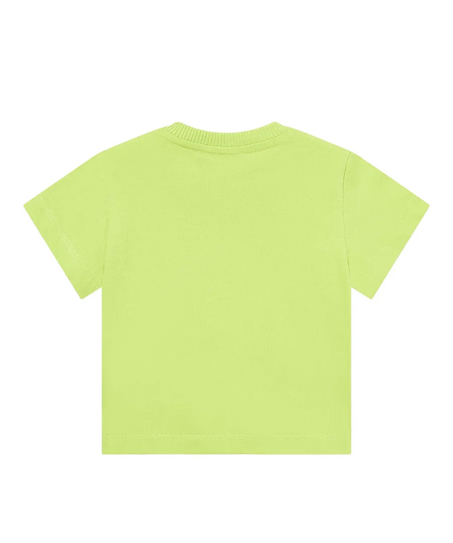 Moschino Kids T-Shirt Verde con Logo Teddy Bear per Neonati