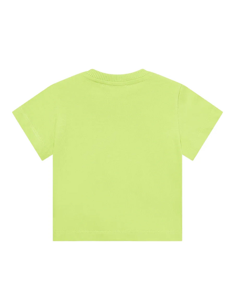 Moschino Kids T-Shirt Verde con Logo Teddy Bear per Neonati