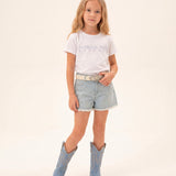 Patrizia Pepe Kids T-Shirt Bianca con Strass Azzurro per Bambine