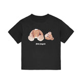 Palm Angels Kids T-Shirt Nero con Stampa Orsetto per Bambini