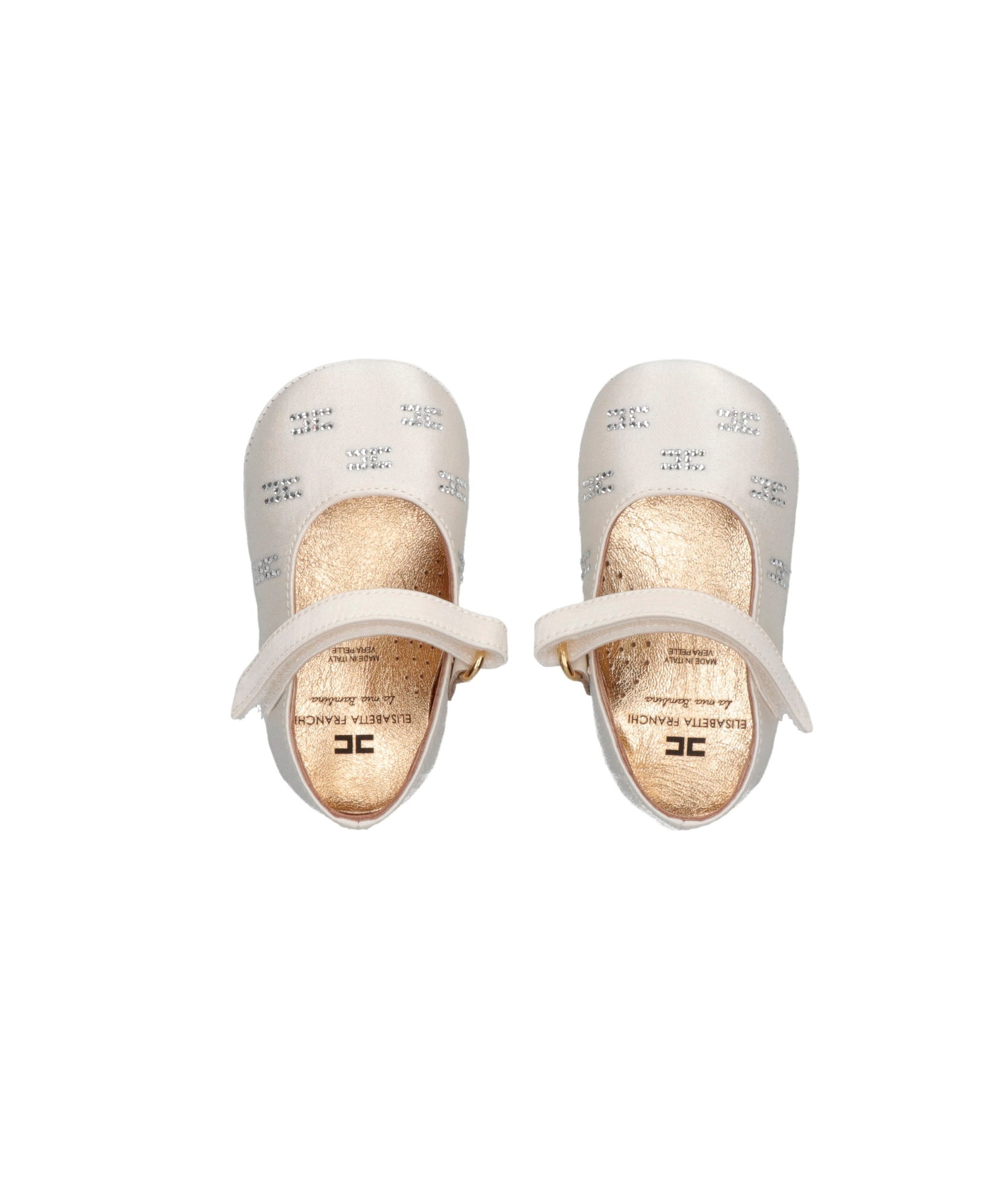 Elisabetta Franchi La Mia Bambina Ballerine Avorio con Strass per Neonate