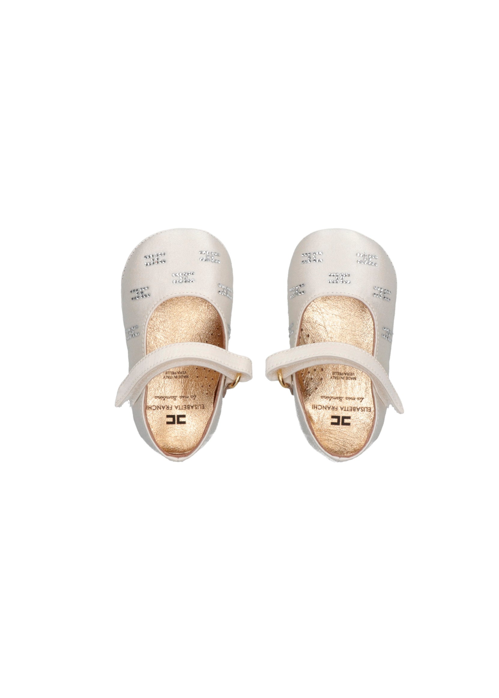 Elisabetta Franchi La Mia Bambina Ballerine Avorio con Strass per Neonate