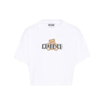 Moschino Kids T-Shirt Crop Bianco con Teddy Bear per Bambine