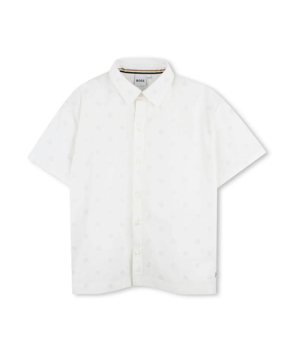 Boss Kids Camicia Bianca con Stampa All Over per Bambini