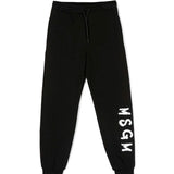 MSGM Kids Pantaloni in Tuta Neri con Logo per Bambini