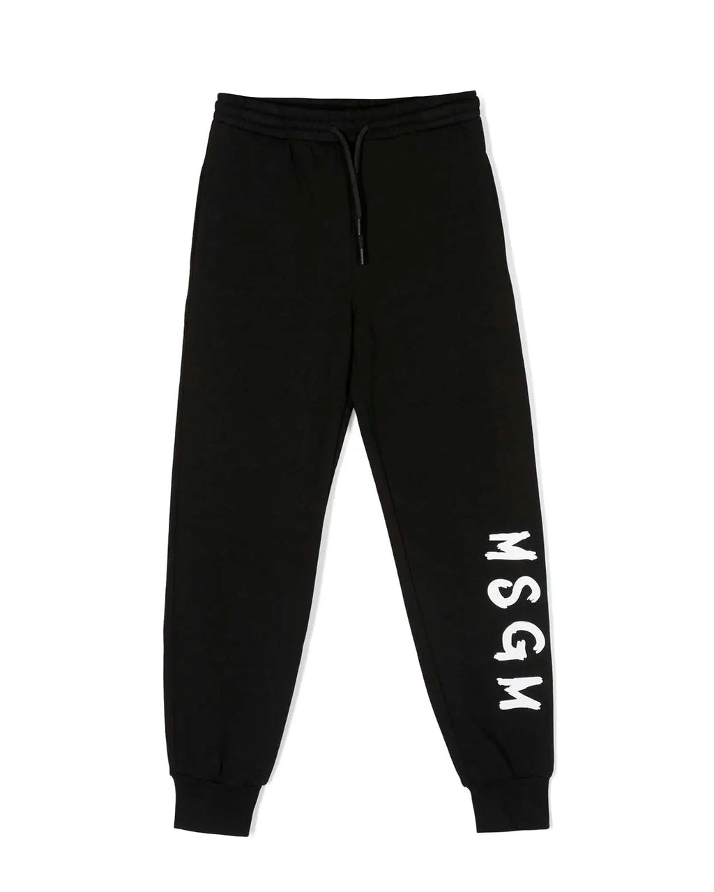 MSGM Kids Pantaloni in Tuta Neri con Logo per Bambini