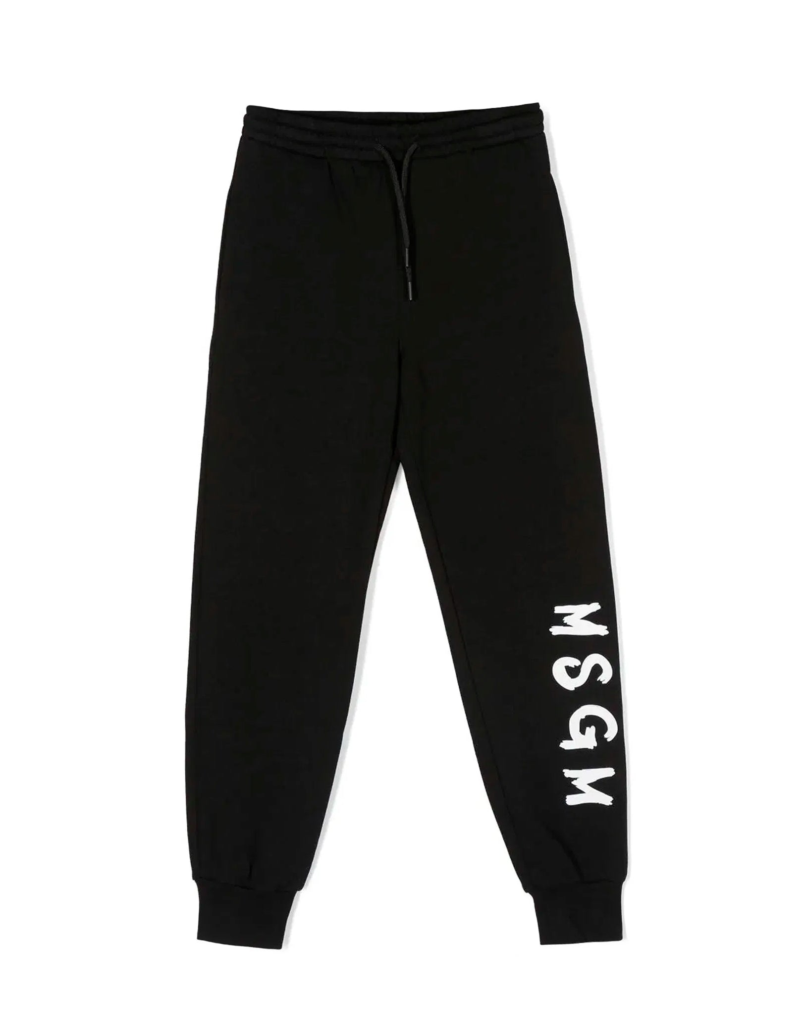 MSGM Kids Pantaloni in Tuta Neri con Logo per Bambini