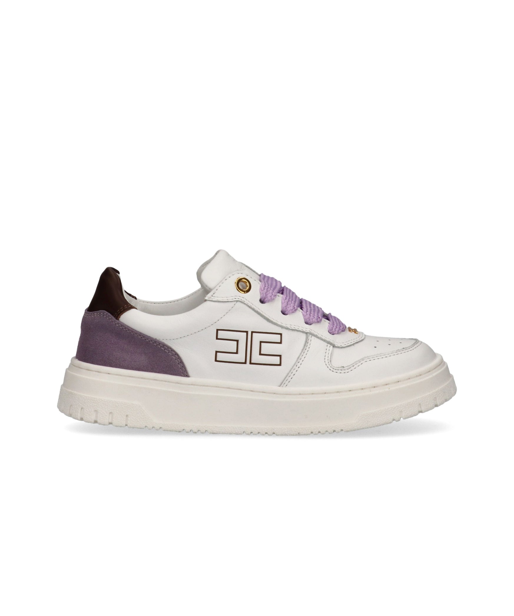 Elisabetta Franchi La Mia Bambina Sneakers Avorio/Lilla con Logo per Bambine