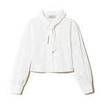 Twinset Kids Camicia Bianca in Popeline con Cravatta per Bambine