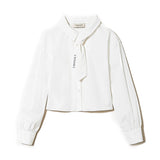 Twinset Kids Camicia Bianca in Popeline con Cravatta per Bambine