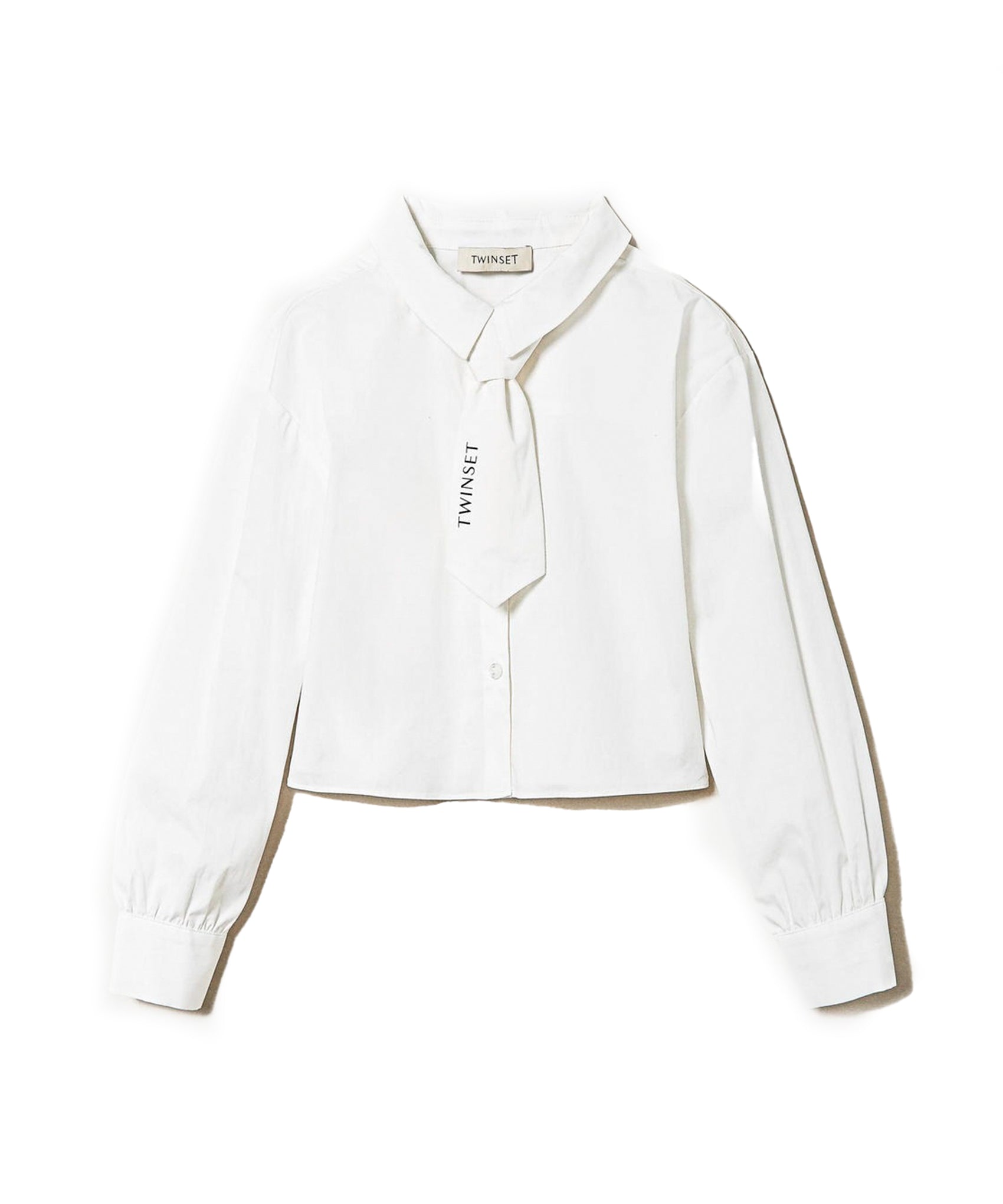 Twinset Kids Camicia Bianca in Popeline con Cravatta per Bambine