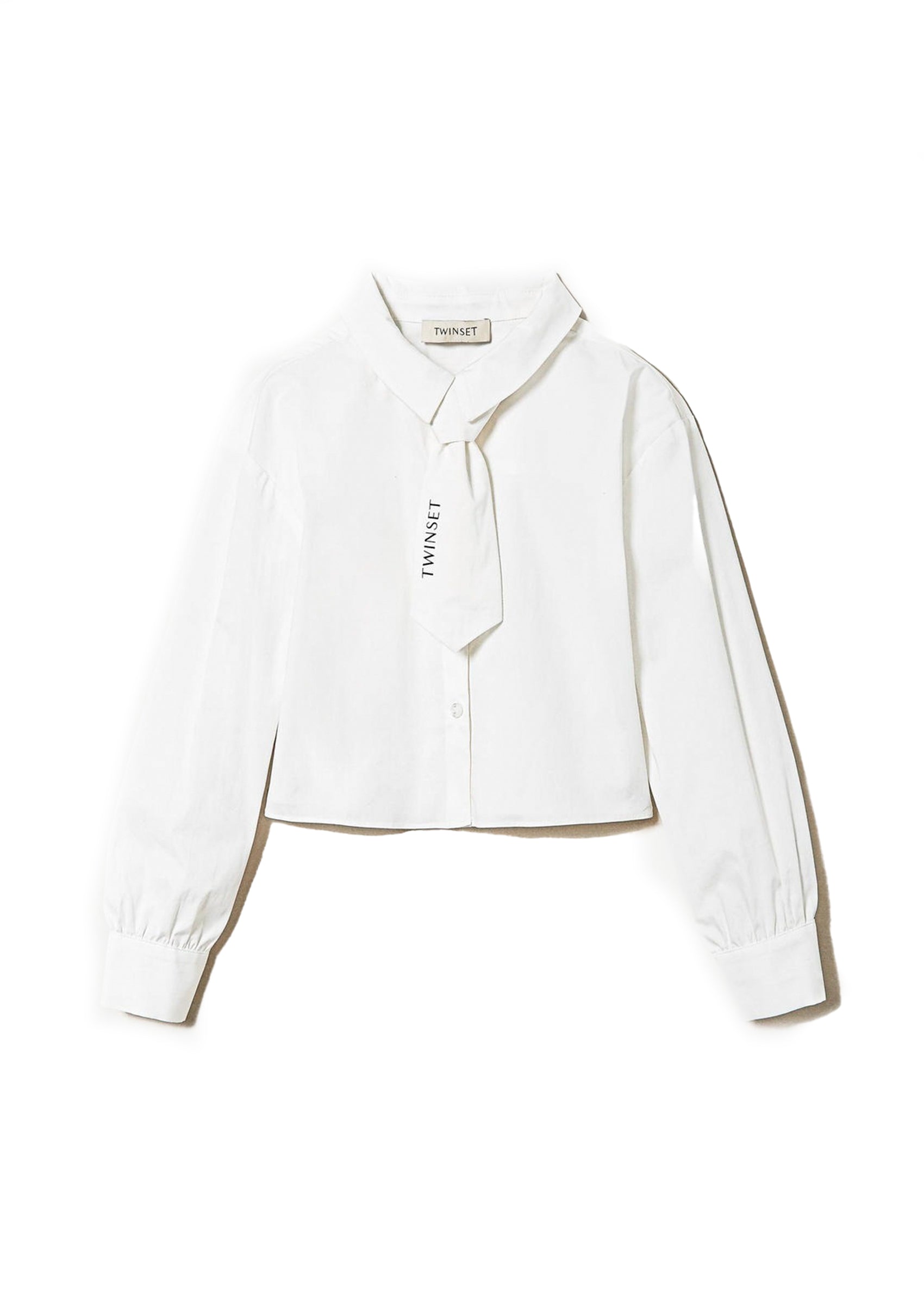 Twinset Kids Camicia Bianca in Popeline con Cravatta per Bambine