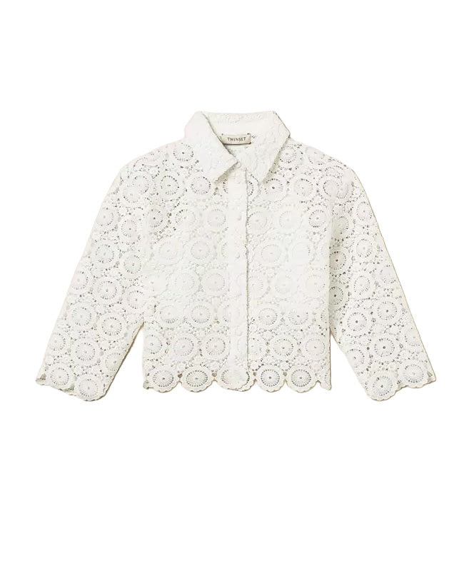 Twinset Kids Camicia Off-White in Pizzo per Bambine