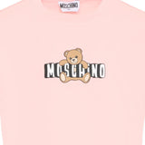 Moschino Kids T-Shirt Crop Rosa con Teddy Bear per Bambina