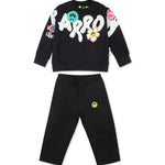 Barrow Kids Conmpleto Nero Felpa e Pantaloni con Stampa Logo per Neonate