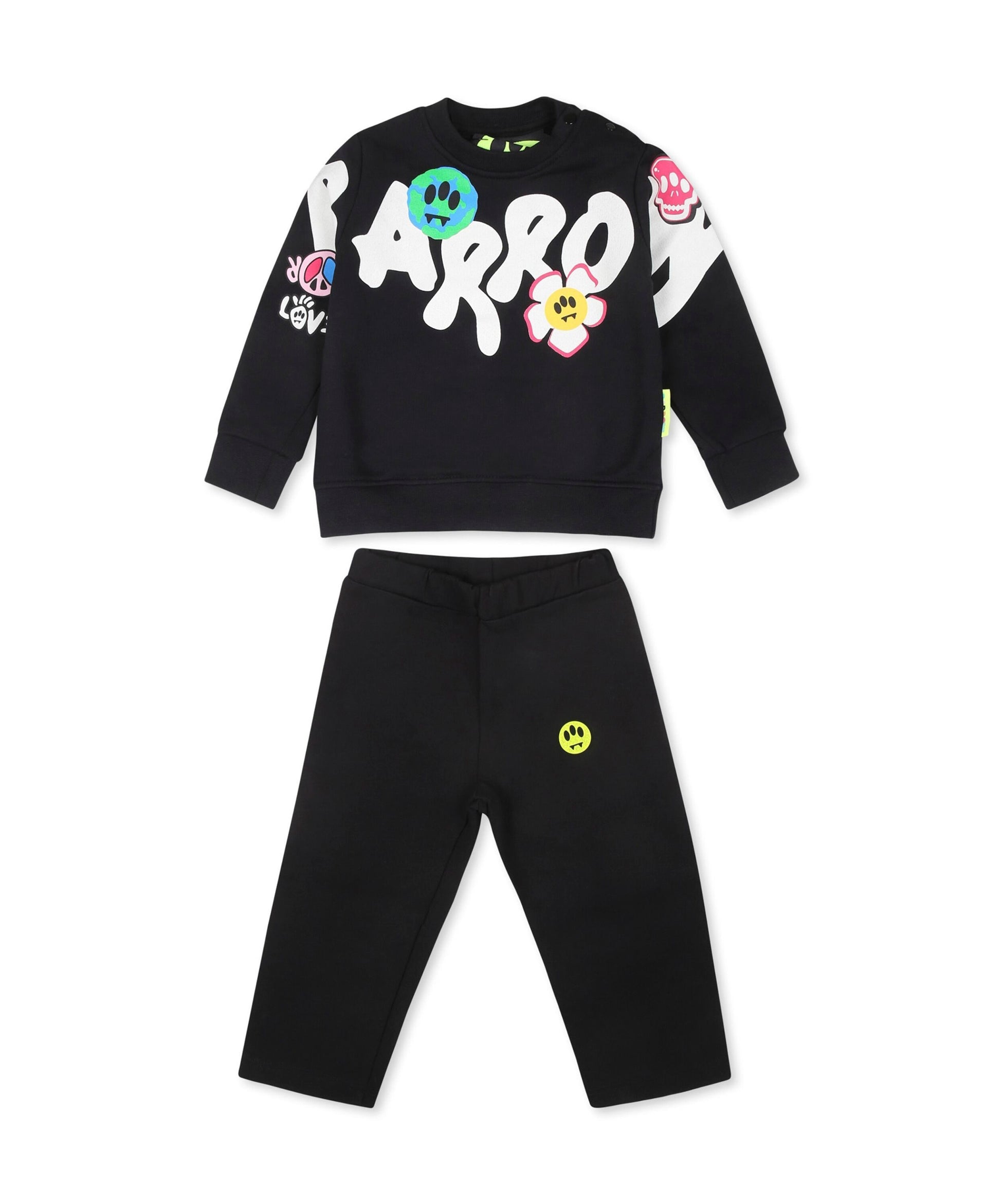 Barrow Kids Conmpleto Nero Felpa e Pantaloni con Stampa Logo per Neonate