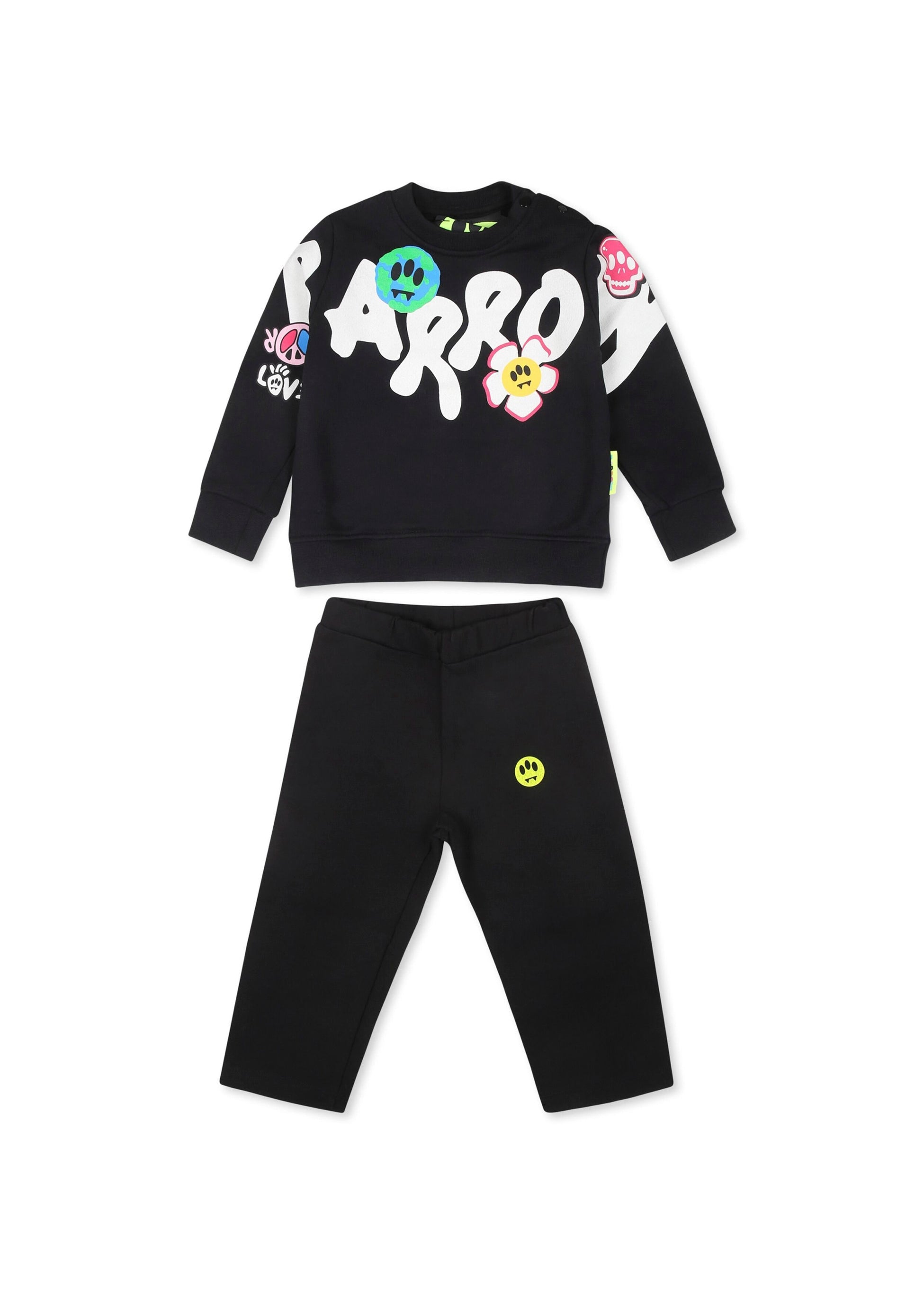 Barrow Kids Conmpleto Nero Felpa e Pantaloni con Stampa Logo per Neonate