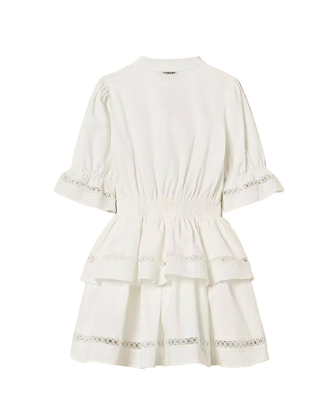 Twinset Kids Abito Off-White con Pizzo per Bambine