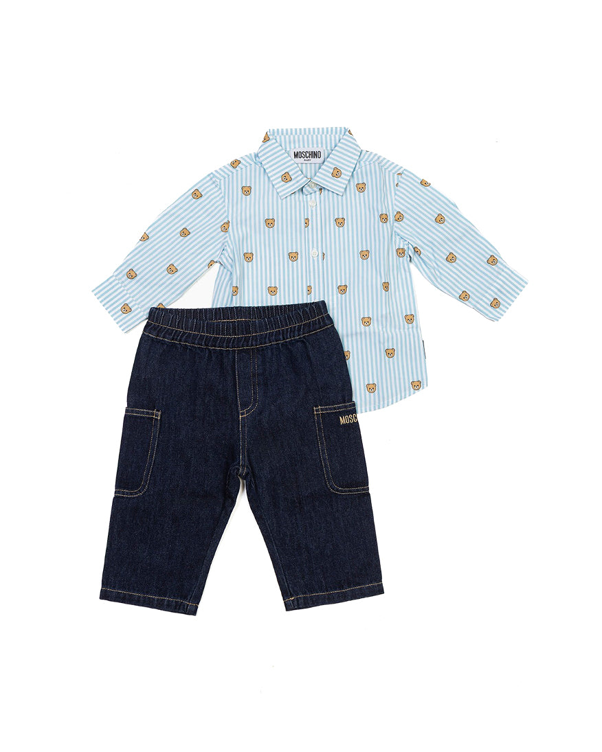 Moschino Kids Camicia a Righe con Jeans per Neonati