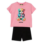 Barrow Kids Completo Rosa e Nero con Stampa Multicolor per Neonate