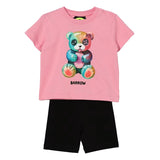 Barrow Kids Completo Rosa e Nero con Stampa Multicolor per Neonate