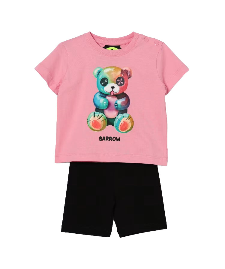 Barrow Kids Completo Rosa e Nero con Stampa Multicolor per Neonate