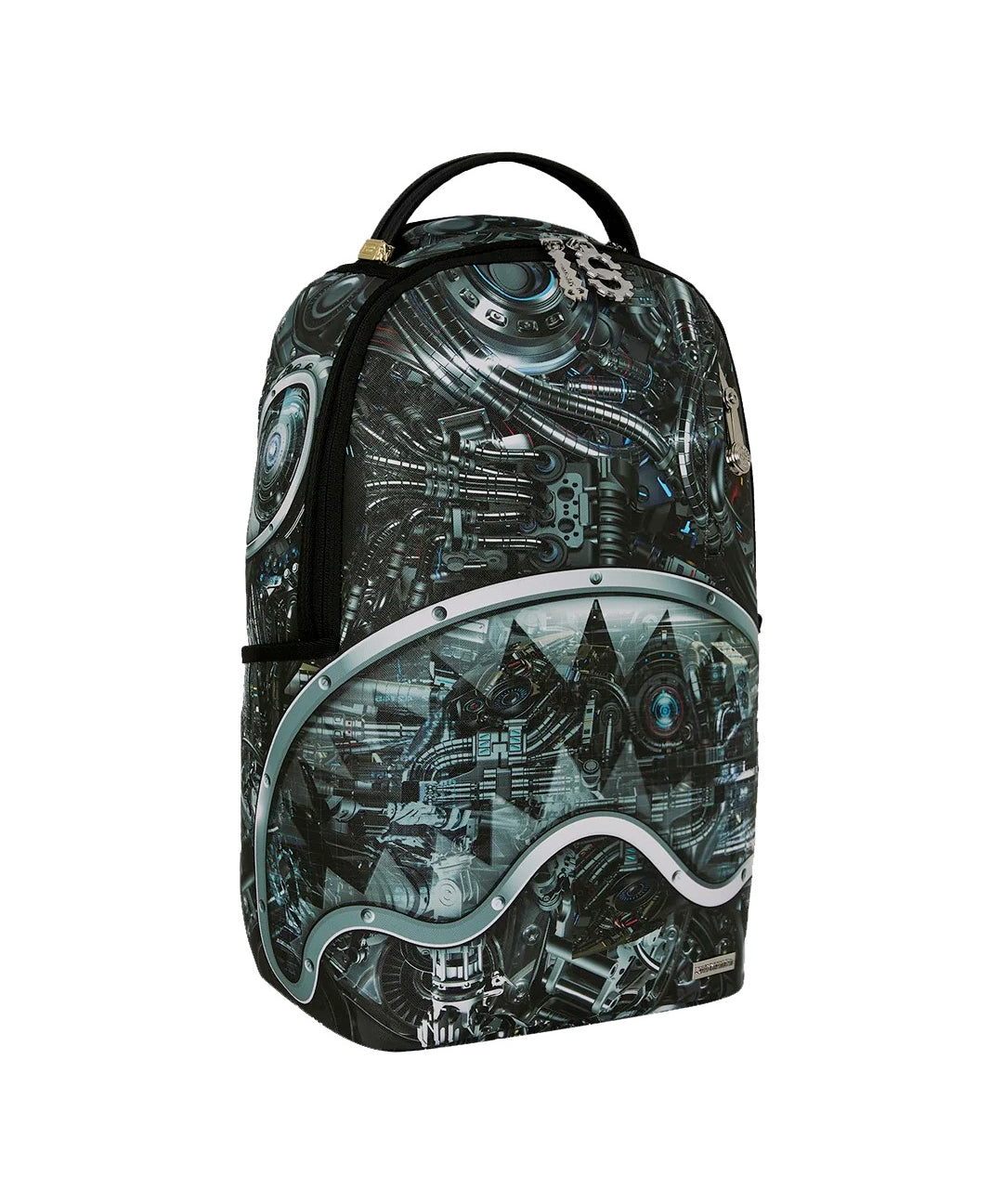 Sprayground Kids Zaino Think On It Unisex Grigio e Nero con Stampa Meccanica Robot e Shark Mouth