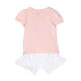 Moschino Kids Completo Short e T-shirt Bianco/RosaTeddy Bear per Neonate