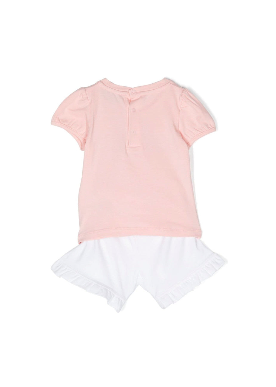 Moschino Kids Completo Short e T-shirt Bianco/RosaTeddy Bear per Neonate