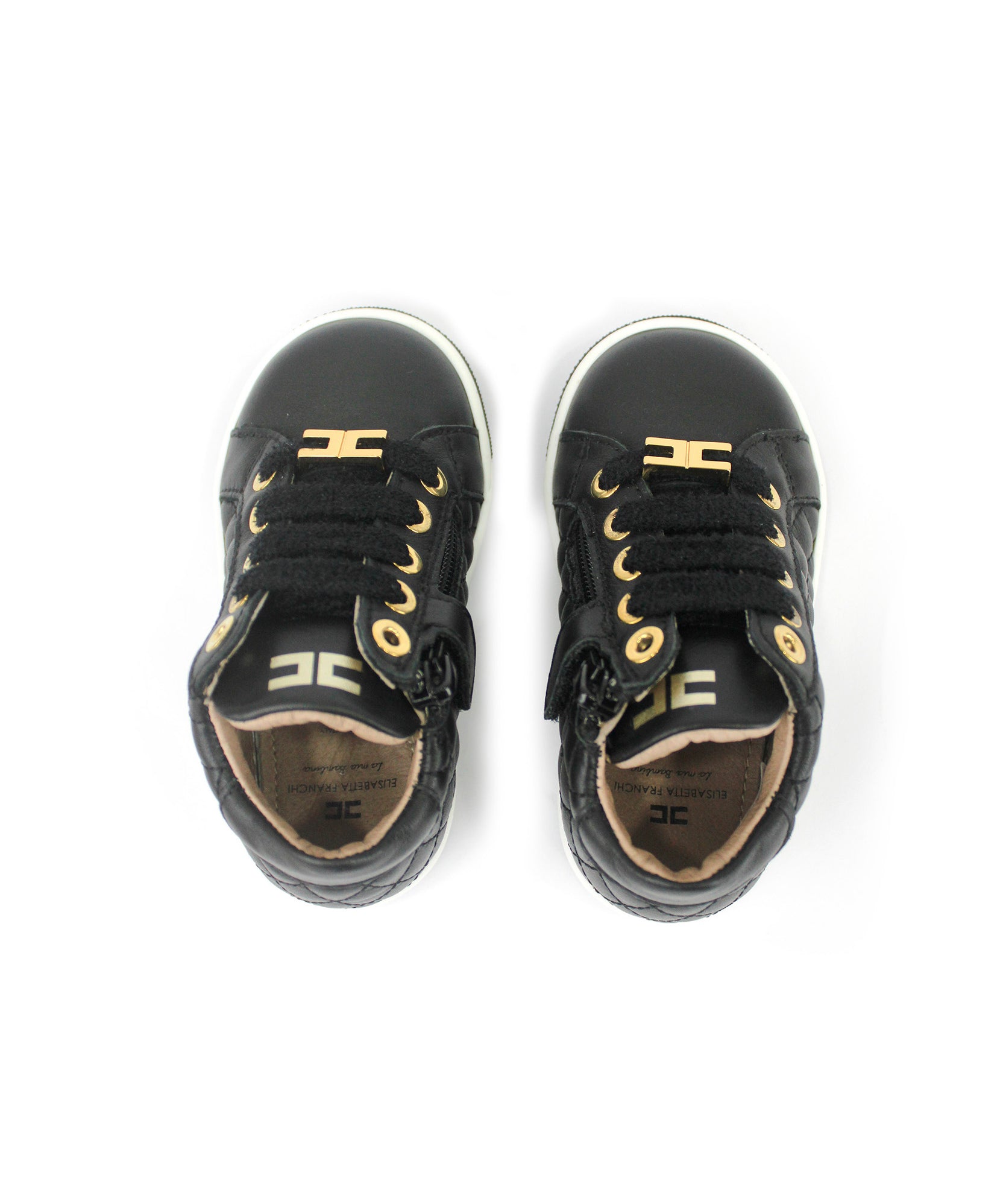 Elisabetta Franchi La Mia Bambina Sneakers Nere Trapuntate per Neonate
