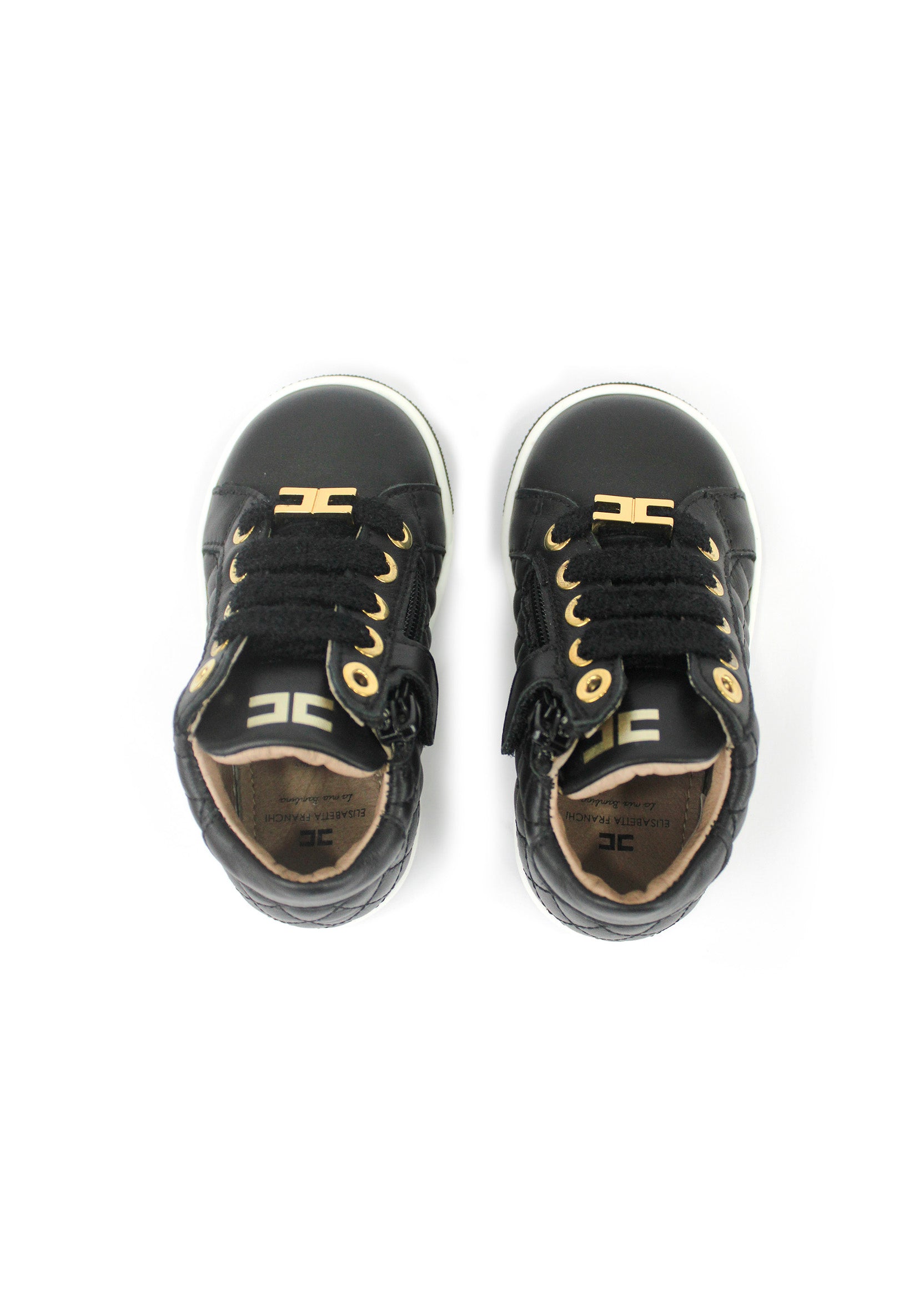 Elisabetta Franchi La Mia Bambina Sneakers Nere Trapuntate per Neonate