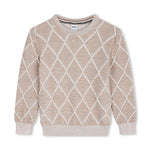 Boss Kids Felpa Sabbia Fantasia Rombi con Logo per Bambini