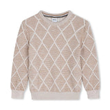 Boss Kids Felpa Sabbia Fantasia Rombi con Logo per Bambini