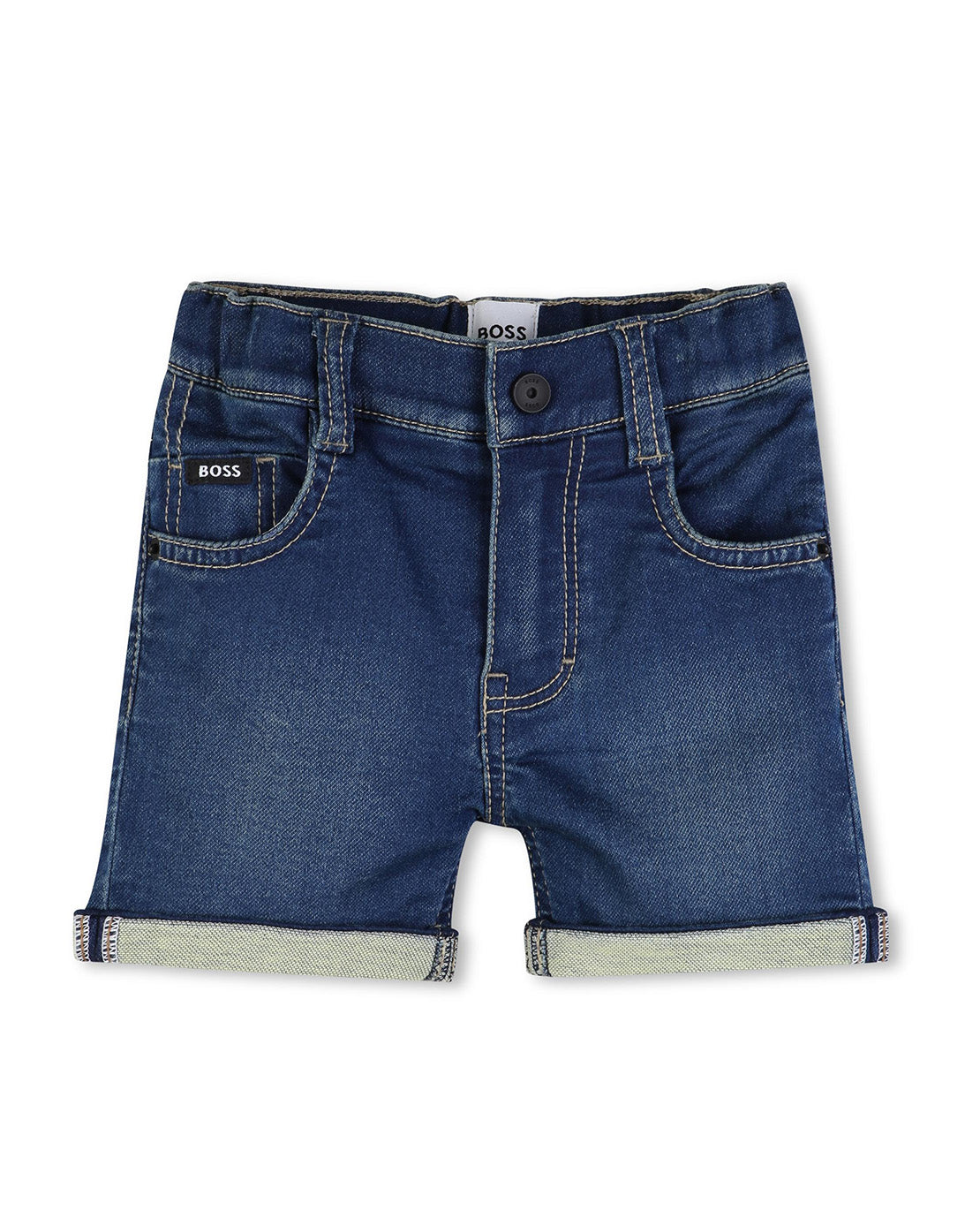 Boss Kids Short in Denim Blu per Neonati