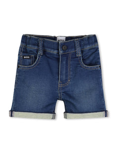 Boss Kids Short in Denim Blu per Neonati