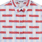 Moschino Kids Camicia Celeste con Stampa All Over Rosso per Bambini