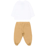 Moschino Kids Completo Bianco/Beige con Logo Teddy Bear per Neonati