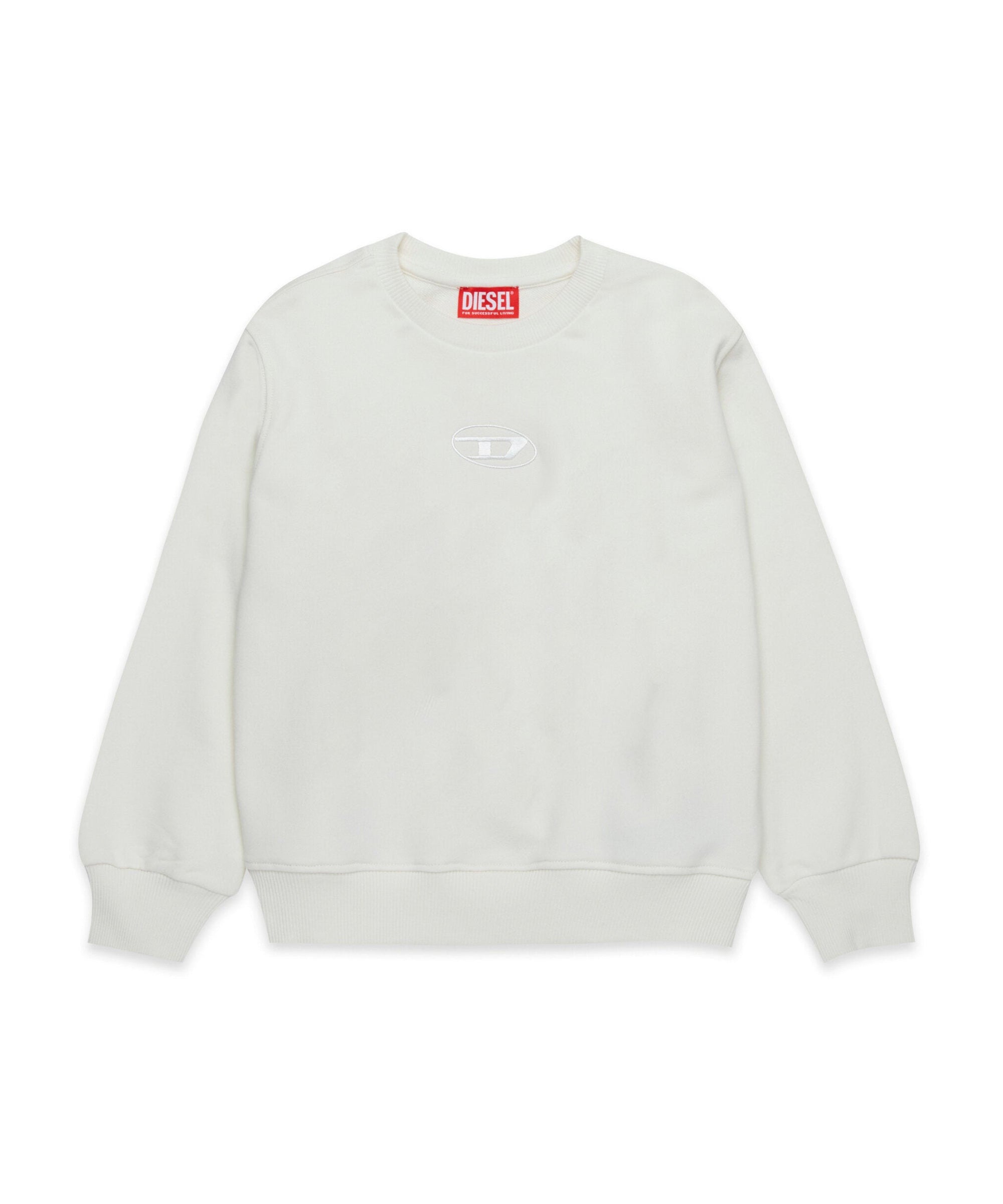 Diesel Kids Felpa Panna Girocollo con Oval D per Bambini