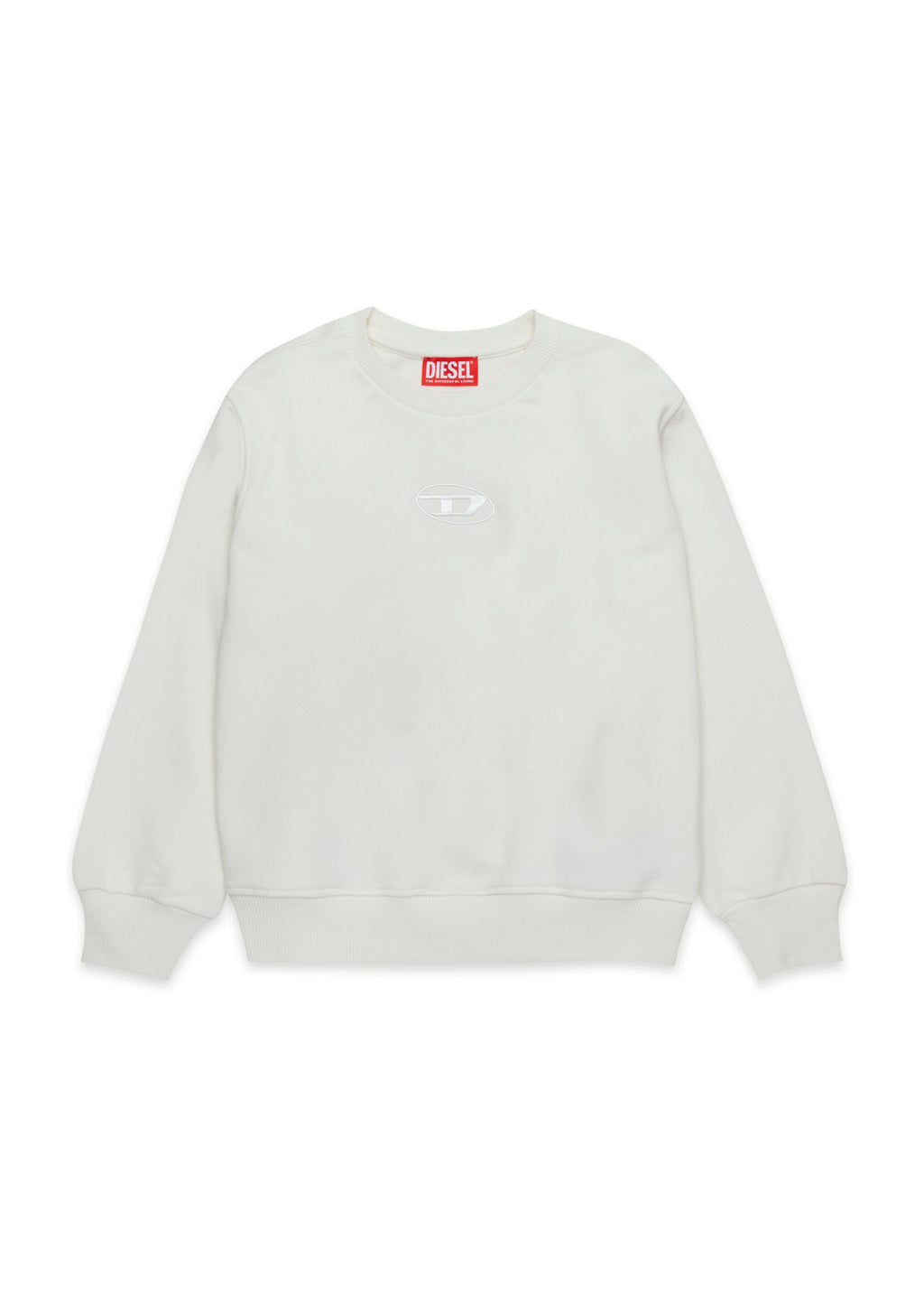 Diesel Kids Felpa Panna Girocollo con Oval D per Bambini