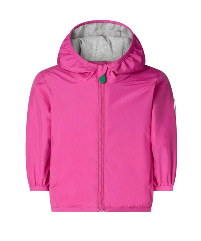 Save the Duck Kids Giubbino Fucsia con Cappuccio con Patch Logo per Neonate (fronte)