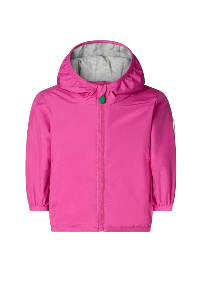 Save the Duck Kids Giubbino Fucsia con Cappuccio con Patch Logo per Neonate (fronte)