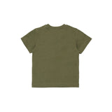 Diesel Kids T-shirt Verde Militare con Doppia Stampa Logo Ovald D per Neonati