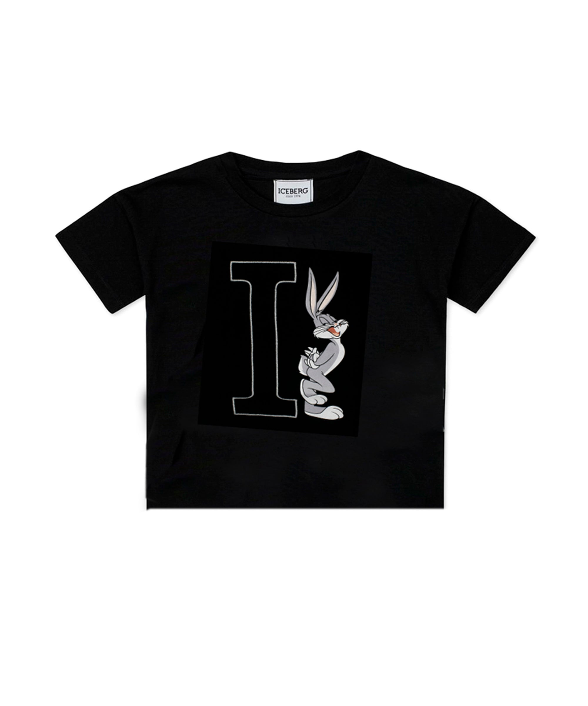 Iceberg Kids T-shirt Nera Crop con Bugs Bunny per Bambine